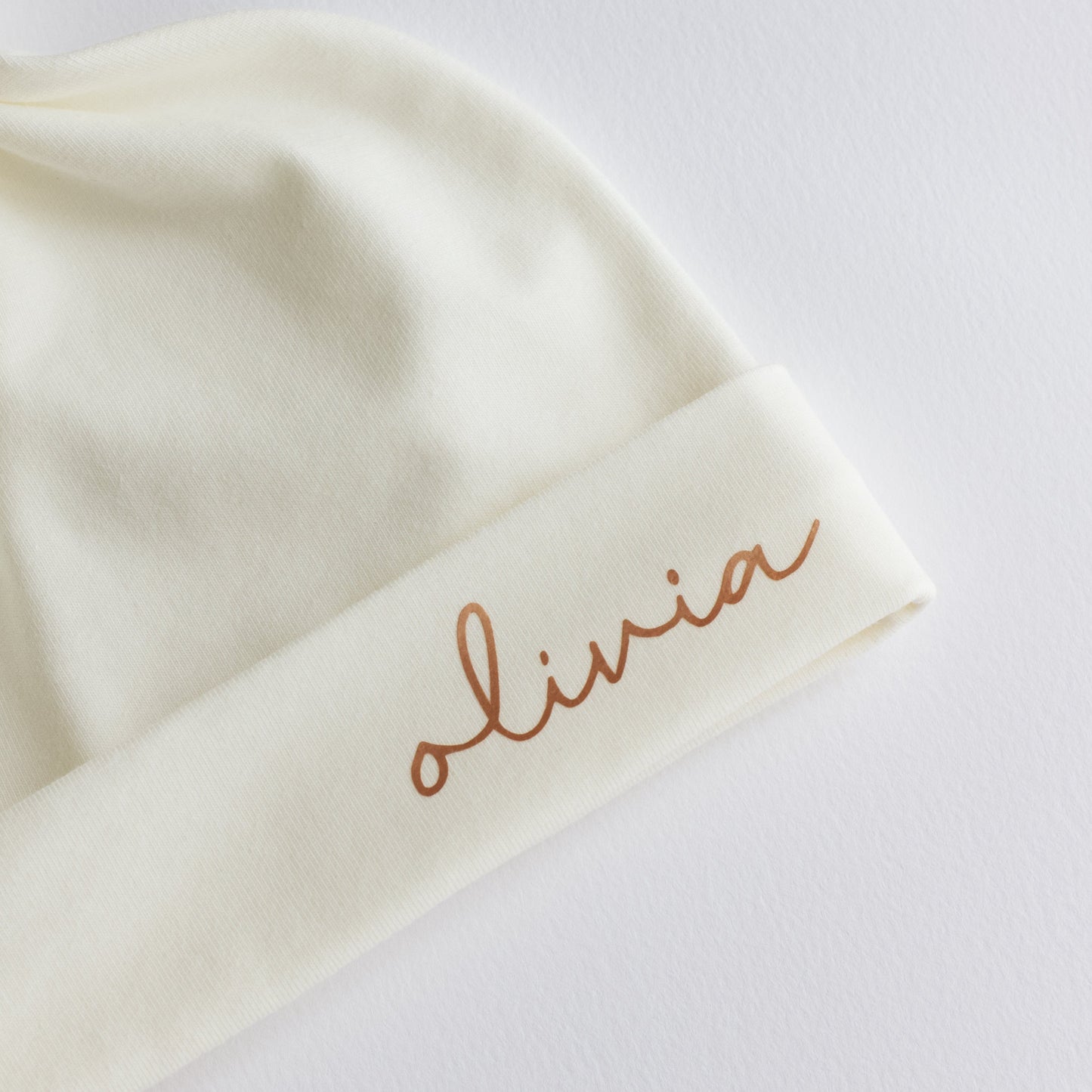 Personalised Cream Jersey Baby Knot Hat