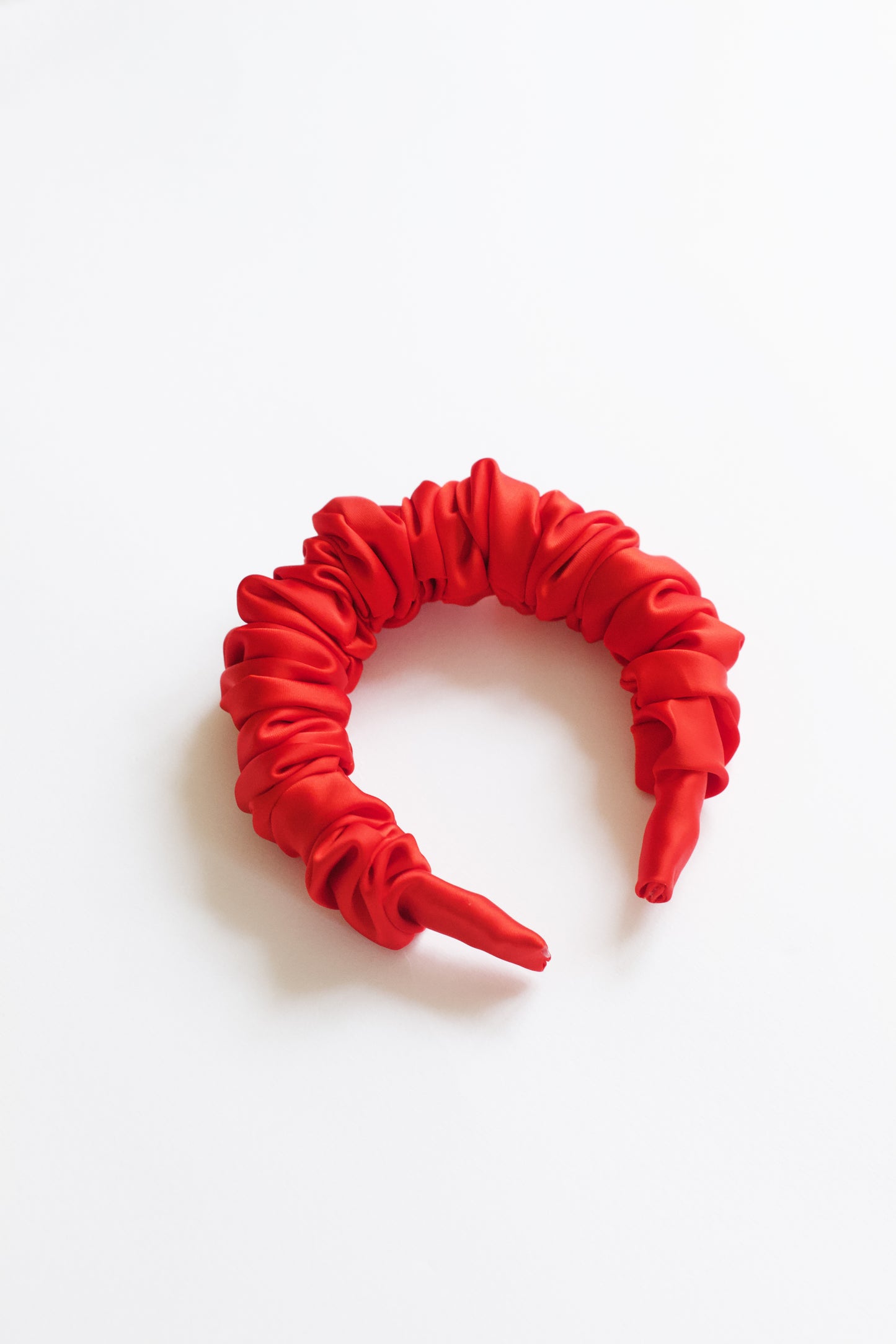 Red Satin Scrunchie Headband - Small