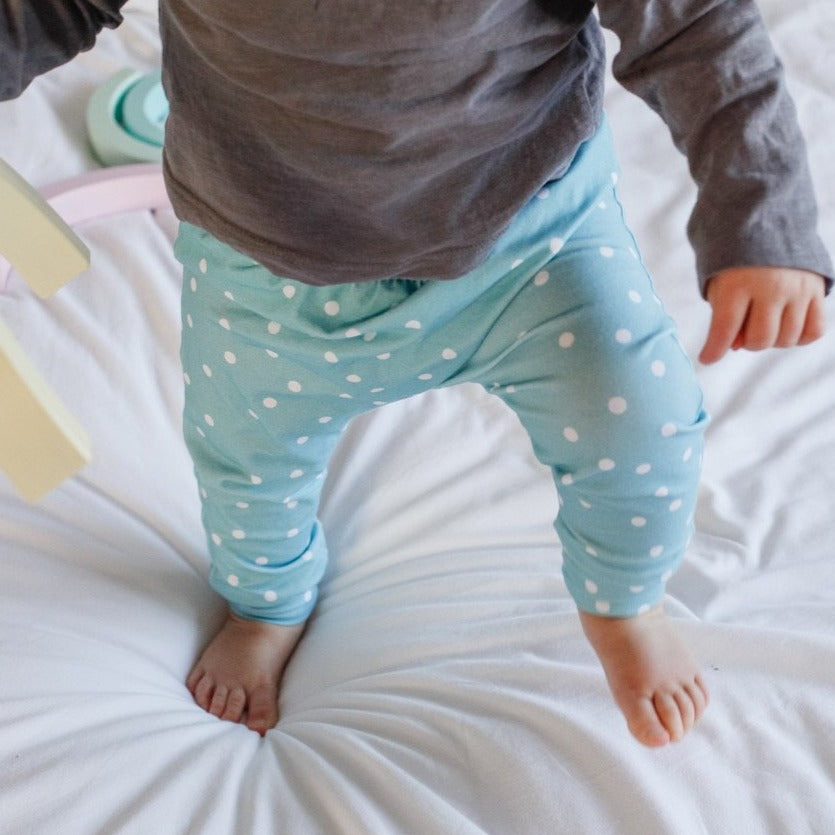 SALE - Aqua Polka Dot Baby & Toddler Leggings
