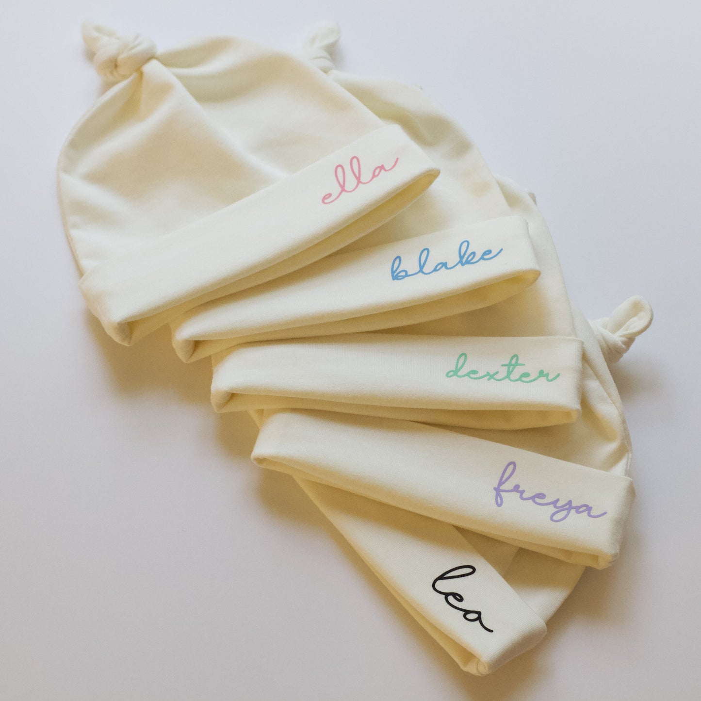 Personalised Cream Jersey Baby Knot Hat