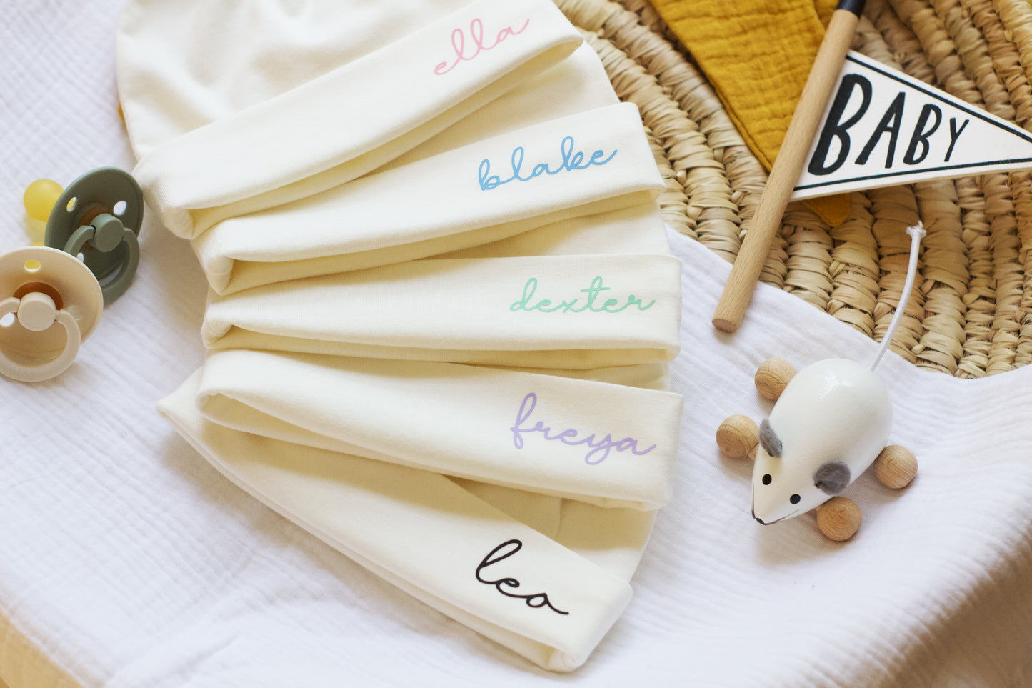 Personalised Cream Jersey Baby Knot Hat