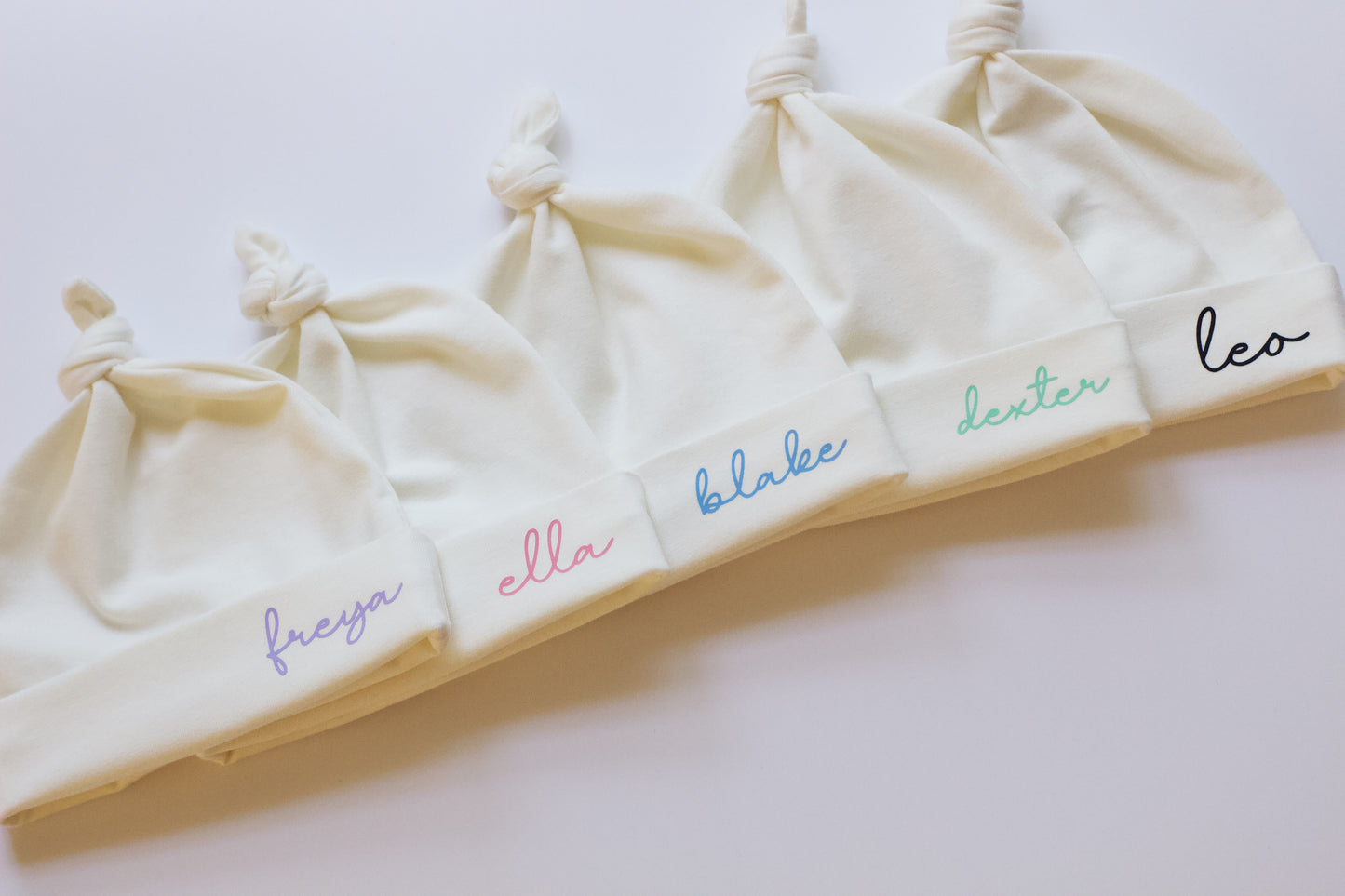 Personalised Cream Jersey Baby Knot Hat
