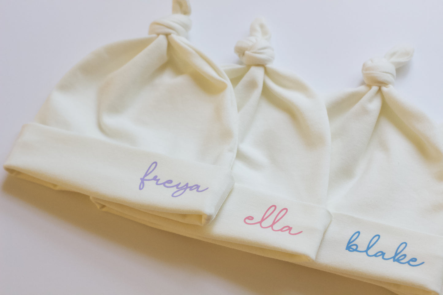 Personalised Cream Jersey Baby Knot Hat